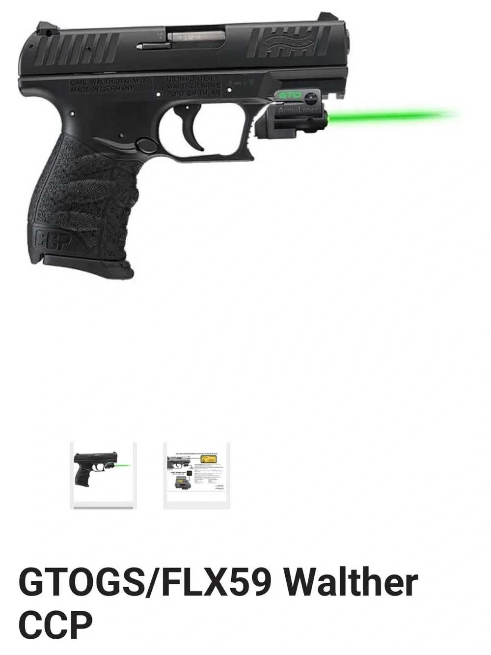 NWOB - Armalaser Green for a Walther CCP and Other Models